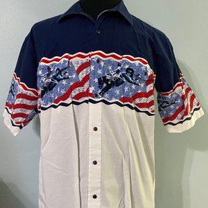 Vtg Panhandle Slim Patriotic Western Rodeo Shirt